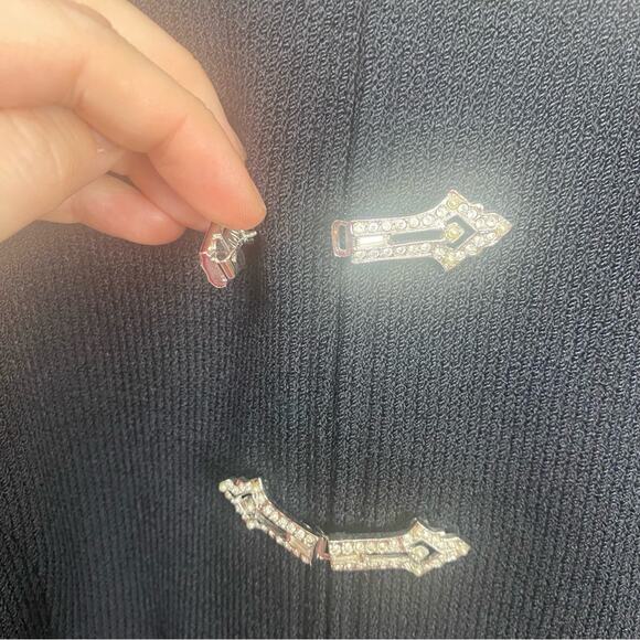 St. John Evening Bling Rhinestone detailed Black Blazer Knit Size4 Old Money - Picture 8 of 12